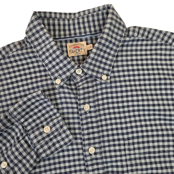 Faherty Other - Faherty Men's L Stretch Oxford Button Down Shirt Blue Gingham Stretch MWS2301